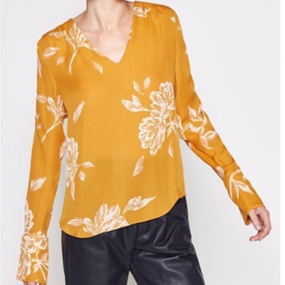 Joie 'Galvin' Silk Blouse in Dusty Gold XS